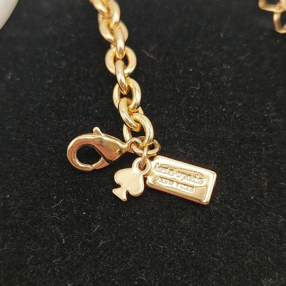 KATE SPADE White & Goldtone Cube Necklace With Rhinestones - Women's Jewelry EUC - Picture 4 of 13